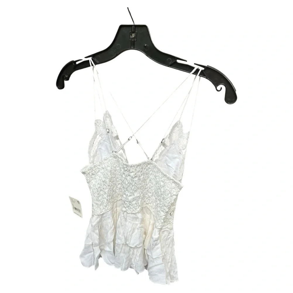 NWT FREE PEOPLE WOMEN'S ADELLA CAMI LACE RUFFLED TANK TOP
